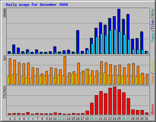 Daily usage for December 2020