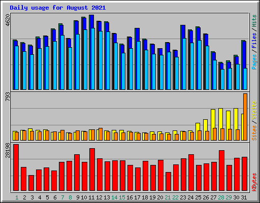 Daily usage for August 2021