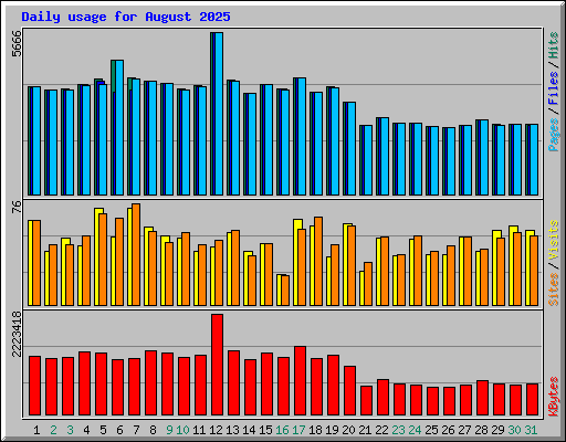 Daily usage for August 2025